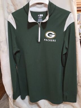 NFL Green and White Packers Quarter-Zip Pullover